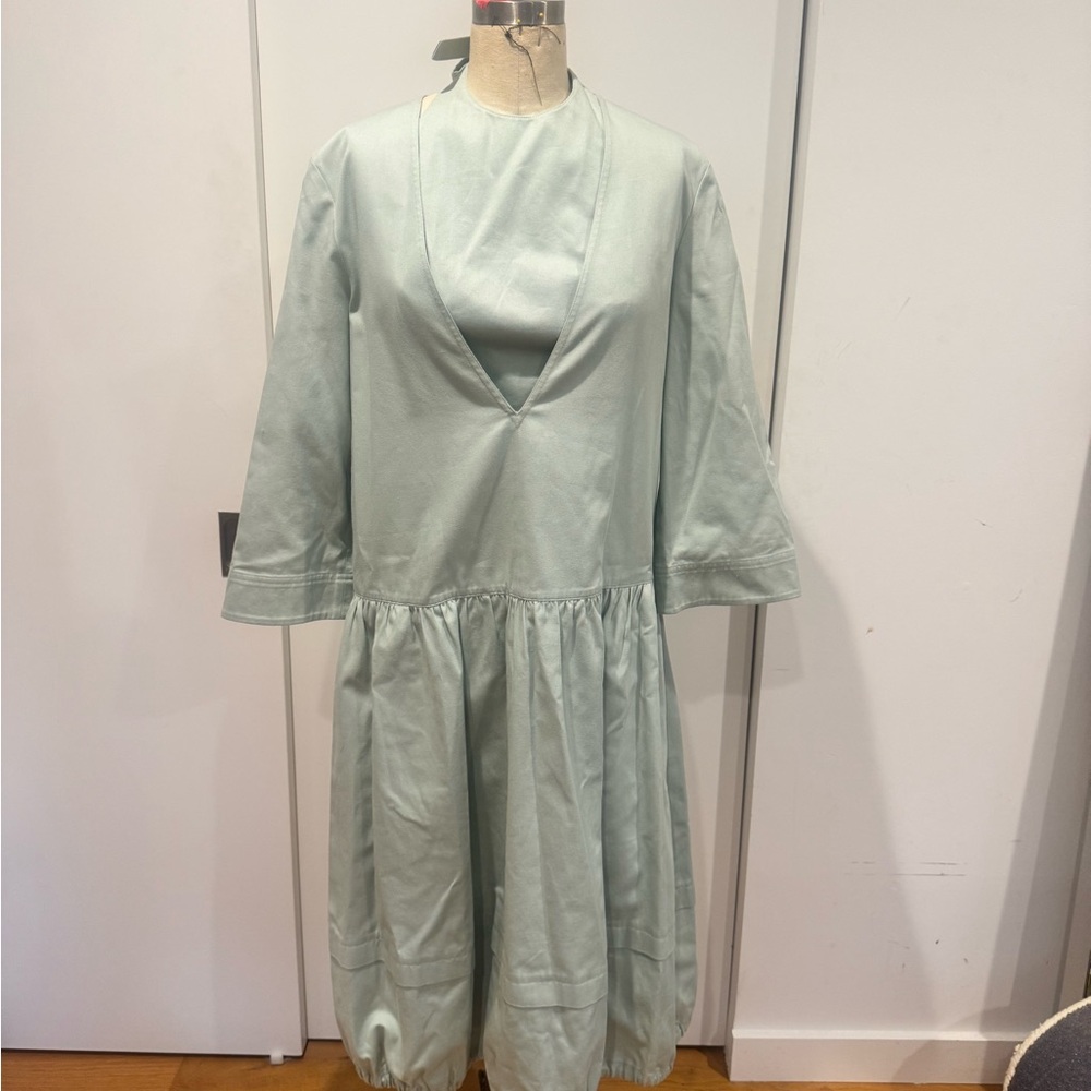 Women's Sage Green Tiered Drawstring Dress - Picture 4 of 10